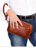 Men's Genuine Leather Fashion Business Clutch Bag, Stylish Retro Wristlet, Coin Purse, Wallet, Work Handbag, Mobile Phone Day Bag, Daily Commute Gift for Husband