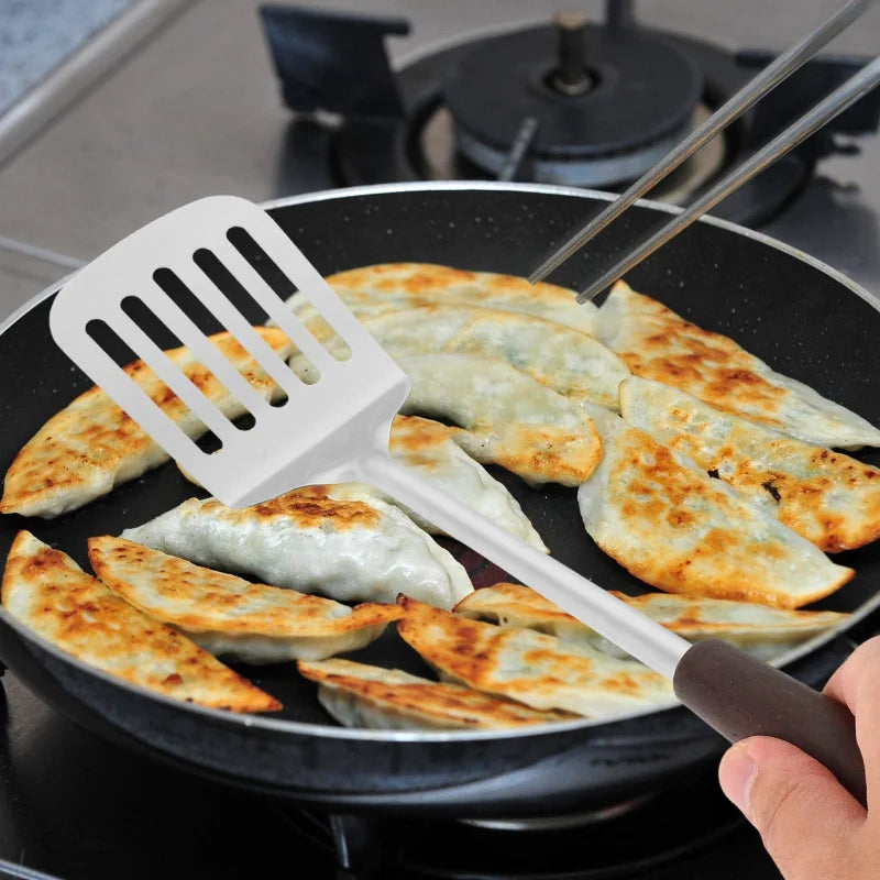 Stainless Steel Wooden Handled Kitchen Utensil Kit with Long Spatula Ladle Slotted Skimmer Spoon for Wok Stir Frying And Soup Co