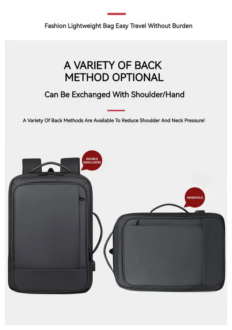 Business Commuter Men's Backpack, Multifunctional Laptop Bag, Solid Color, Simple Men's Backpack