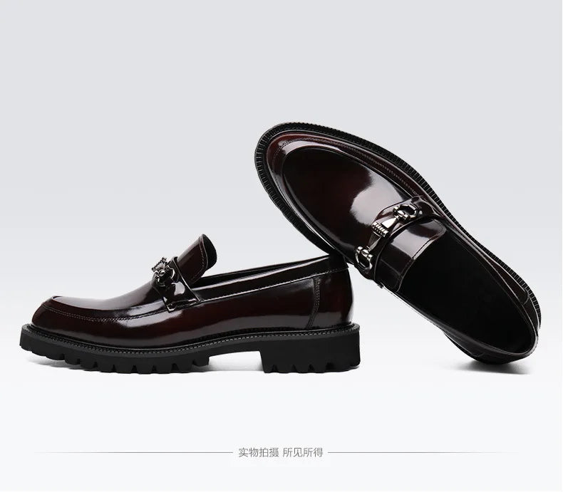 Men's Business Formal Leather Shoes Man Casual Leather Shoes Loafers Casual Business Wedding Shoes for Men Round Toe Slip-On
