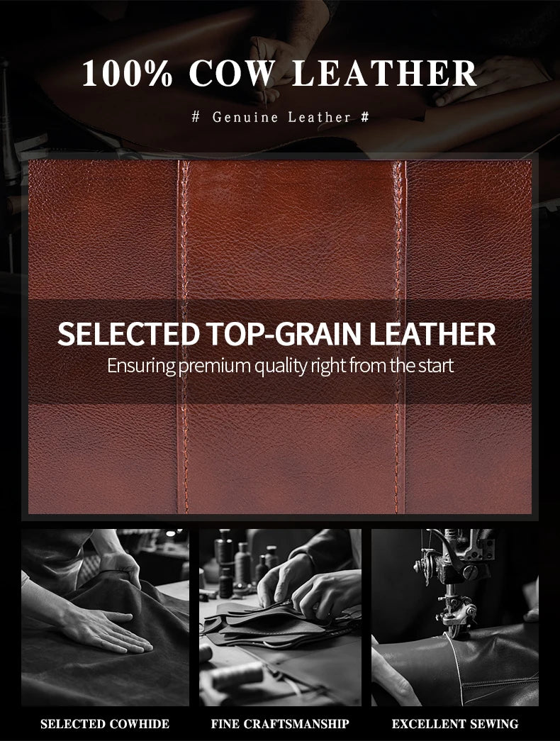 Men's Genuine Leather Laptop Bag Vintage Business Briefcase Shoulder Handbag Messenger Computer Bag Work Travel