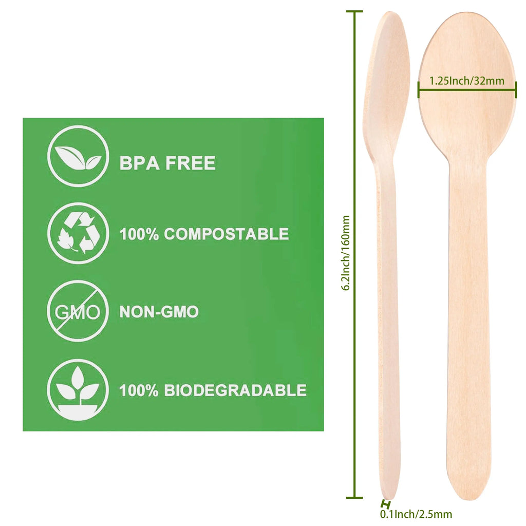 50/100Pcs Disposable Wooden Spoons for Tasting Sampling Yogurt Ice Cream Dessert Forks Wedding Party Tableware Wooden Spoon