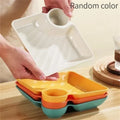4pcs Easter Themed Chips & Dip Plates, Plastic Dumpling Serving Platter with Dipping Cup, Divided Snack Dishes for Appetizer