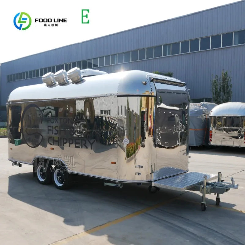 Mobile Restaurant Catering Trailer Fully Equipped Stainless Steel Coffee Shop Bar Taco Pizza Food Truck Full Kitchen