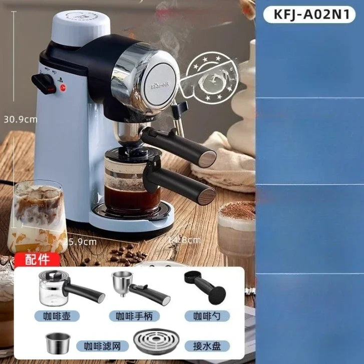 220V Bear Coffee Maker Small Home Espresso Semi Automatic Office All in One American Hand Grind Brew Machine CQ