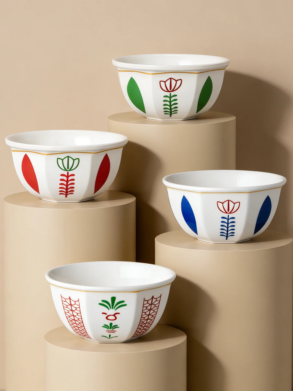 1 piece dessert bowl/cup set, Middle Eastern style (tulip or coconut tree pattern), can be used as a tray for placing snacks and