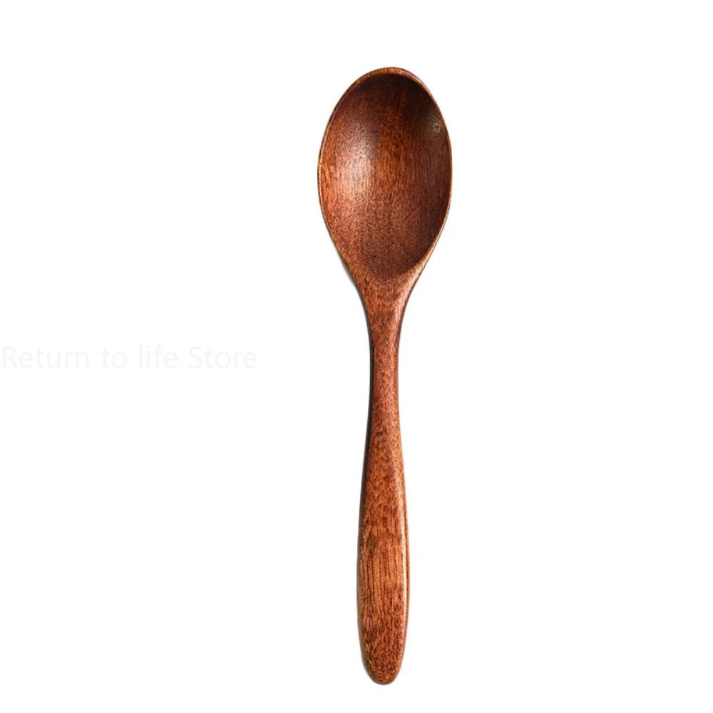 Kitchen Utensils Wooden Cutlery Wood Spoon Dinner Dessert Soup Serving Spoons