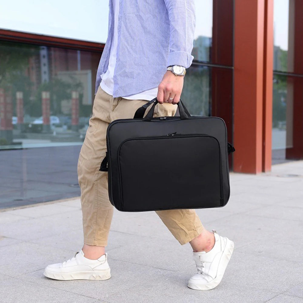 15.6 Inch 17 In Laptop Bag Business Portable Nylon Handbags Laptop Shoulder Briefcase Zipper Anti-theft Shoulder Simple Style