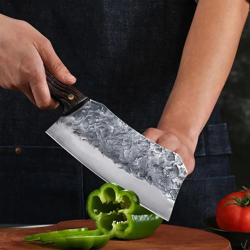Hand Forged Knife High Carbon Butcher Knives Multifucntional Kitchen Meat Cutting Stainless Steel Wood Handle BBQ Cooking Knife