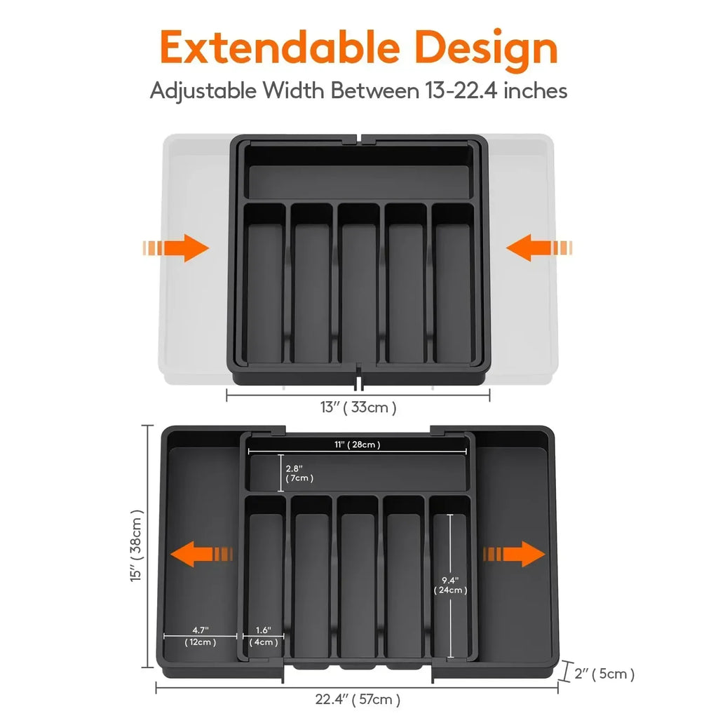 Silverware Organizer Expandable Kitchen Utensil Drawer Organizer Large BPA Free Adjustable Cutlery Silverware Tray