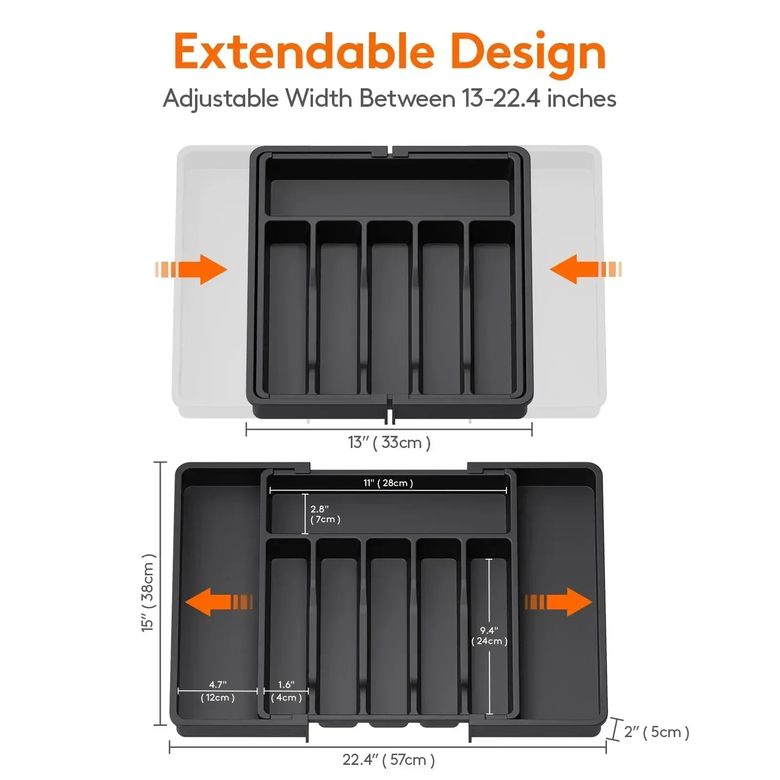 Silverware Organizer Expandable Kitchen Utensil Drawer Organizer Large BPA Free Adjustable Cutlery Silverware Tray