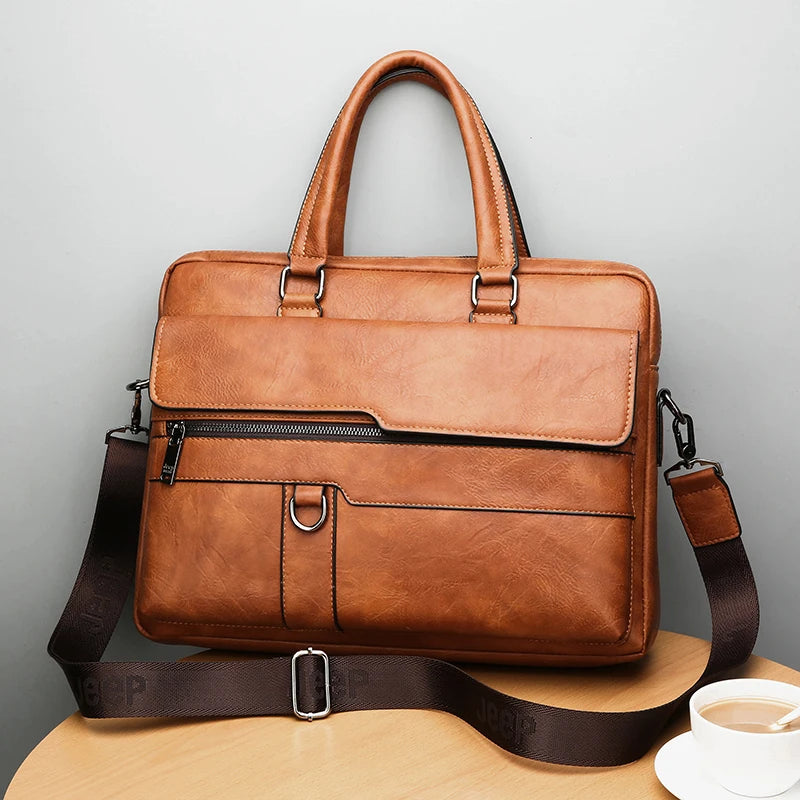 Men Waterproof Business Briefcase Large Capacity Laptop Shoulder Crossbody Commute Bag