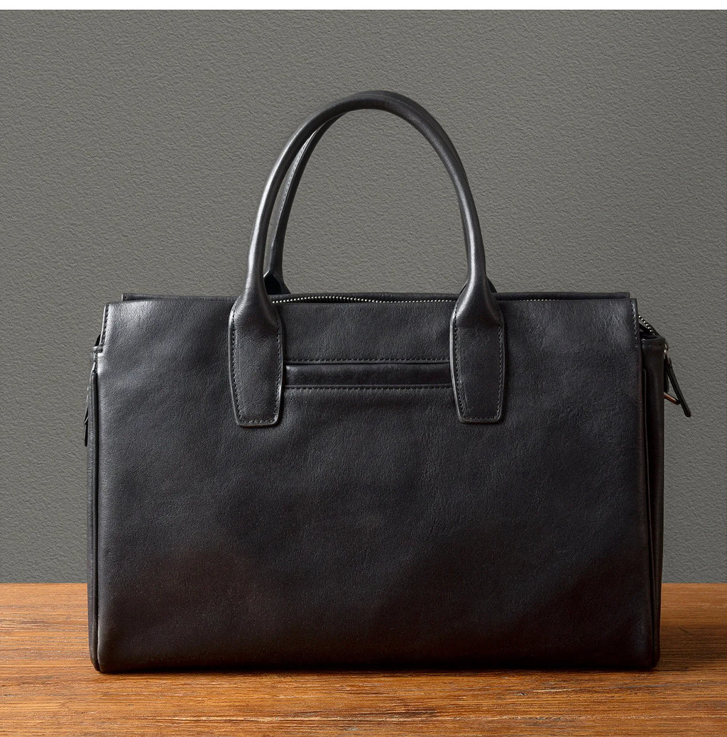 Business vintage genuine leather men's briefcase organizer designer handmade real cow leather women's handbag work postman bag