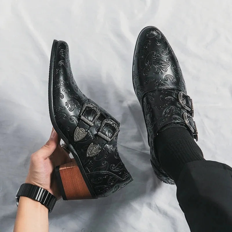 Men's Dress Shoes Fashion Belt Buckle Design Shoes Retro Carved Brogues Shoes Classic Business Formal Shoe Luxury Wedding Shoe