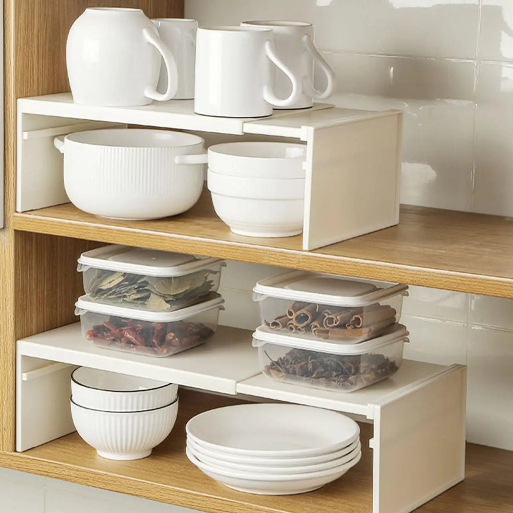 Retractable Kitchen Shelf Household stackable Cabinet Layered Easy installation Space saving Storage Rack Fridge Organizer