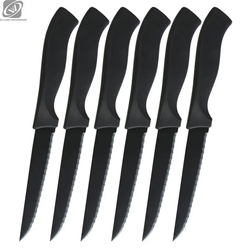 Steak Knives Set 4/6/8Pcs Black Matte Comfort Handle Paring Knives German Stainless Steel Serrated Non Stick  Dishwasher Safe