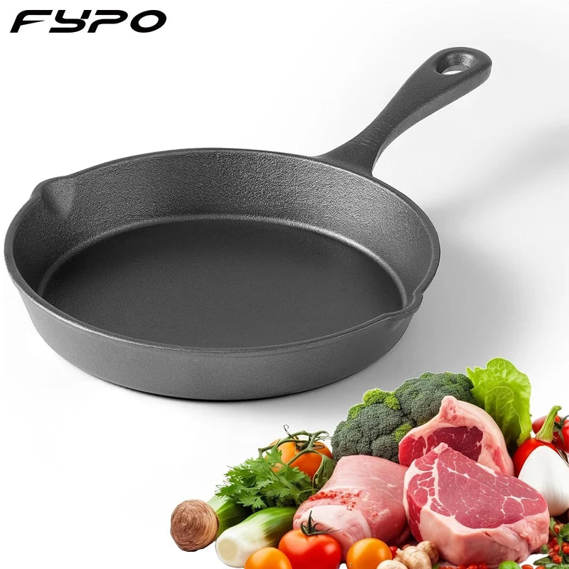 Cast Iron Skillet 14/16/20cm Frying Pan Iron Cookware Omelette Pancake Pot Oven Safe, Camping Cookware for Stove & Grill Use