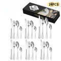 24 Piece Silverware Flatware Cutlery Set,tainless Steel Utensils Service for 6,Includes Forks Spoons Knives , Dishwasher Safe