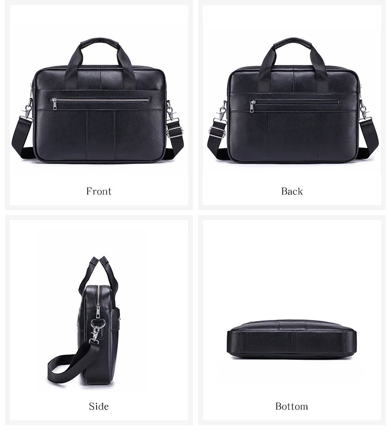 Men's Genuine Leather Laptop Bag Vintage Business Briefcase Shoulder Handbag Messenger Computer Bag Work Travel