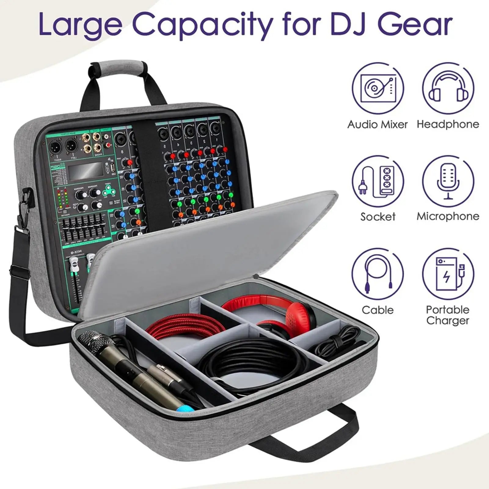 Audio Mixer Bag Compact Audio DJ Mixer Case with Adjustable Storage Scratch-Resistant Sound Instrument Accessories Storage