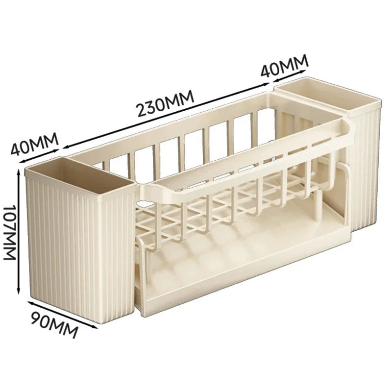 Kitchen Cleaning Tools Storage Rack Cleaning Sponge Cleaner Drainage Rack Plastic Multifunctional Dishcloth Rod Cutlery Holder