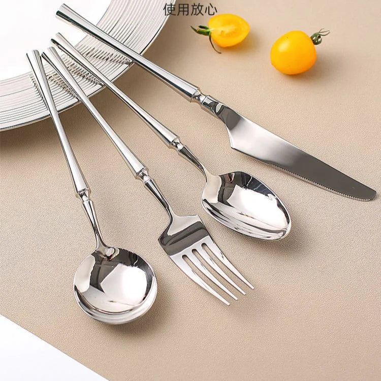 30 Piece Silverware Set for 6, Premium Stainless Steel Cutlery Set with Square Edge, Include Fork, Knife, Spoon, Mirror Finished