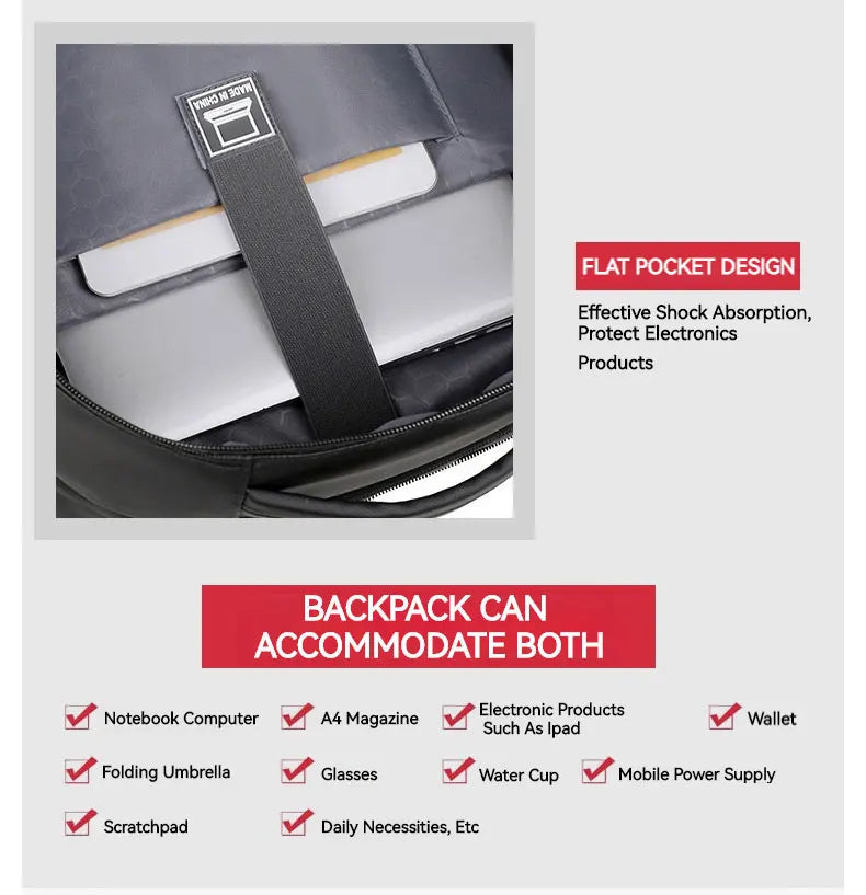 Business Commuter Men's Backpack, Multifunctional Laptop Bag, Solid Color, Simple Men's Backpack