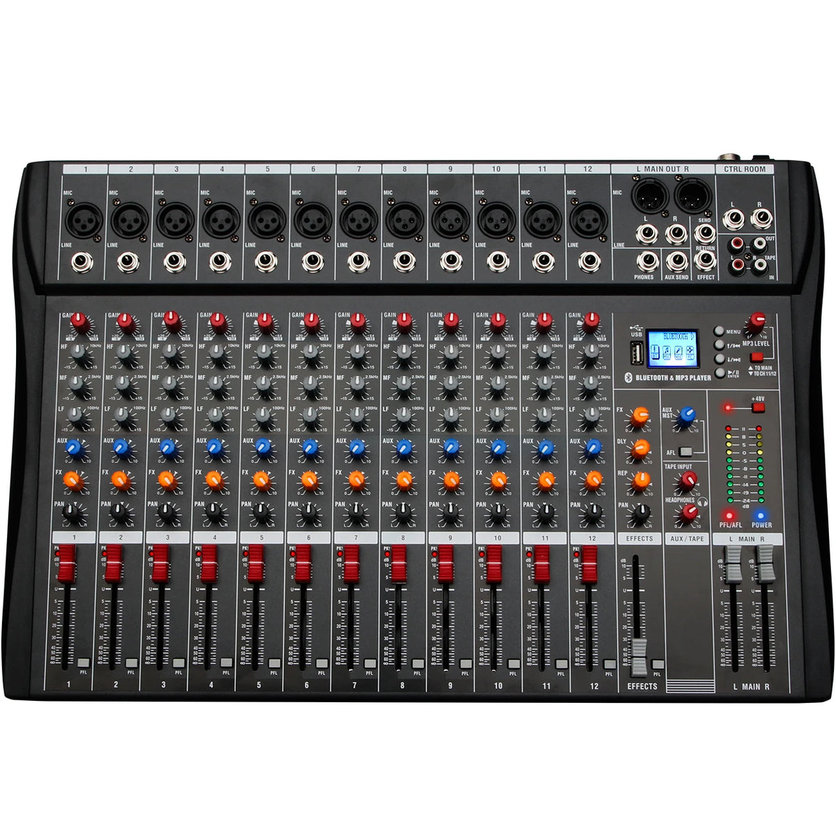 12 Channel Mixing Console With USB Function Suitable For Home DJ Recording Studio Stage Performance Mixer Audio