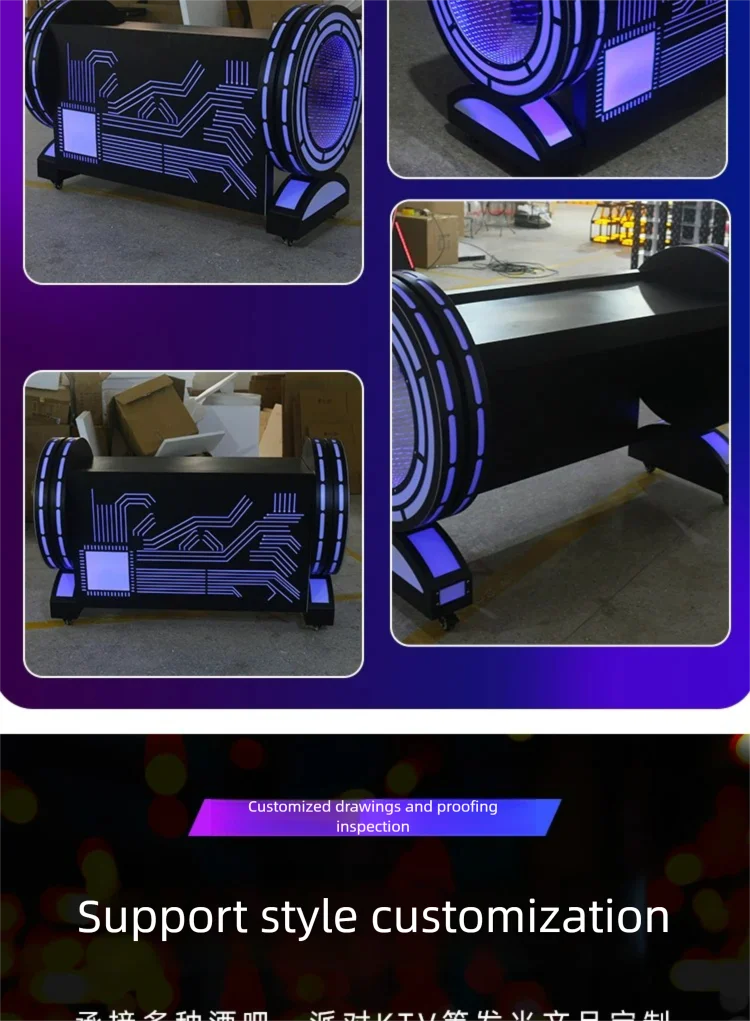 Bar LED DJ Table, Luminous Mixing Console, Nightclub Dance CD Player Stand,Movable Customization, DJ Equipment