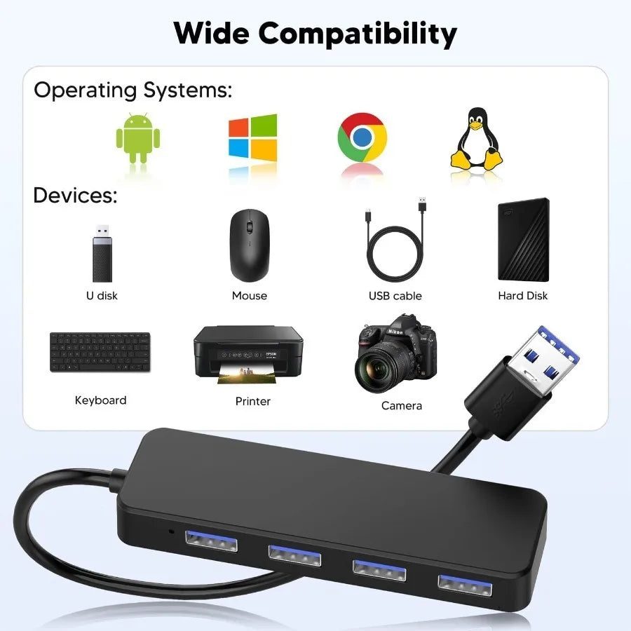 4 Port USB 3.0 Hub USB HUB Multi USB Splitter Adapter for Xiaomi Lenovo Macbook Pro 13 15 Air Pro PC Computer Accessories
