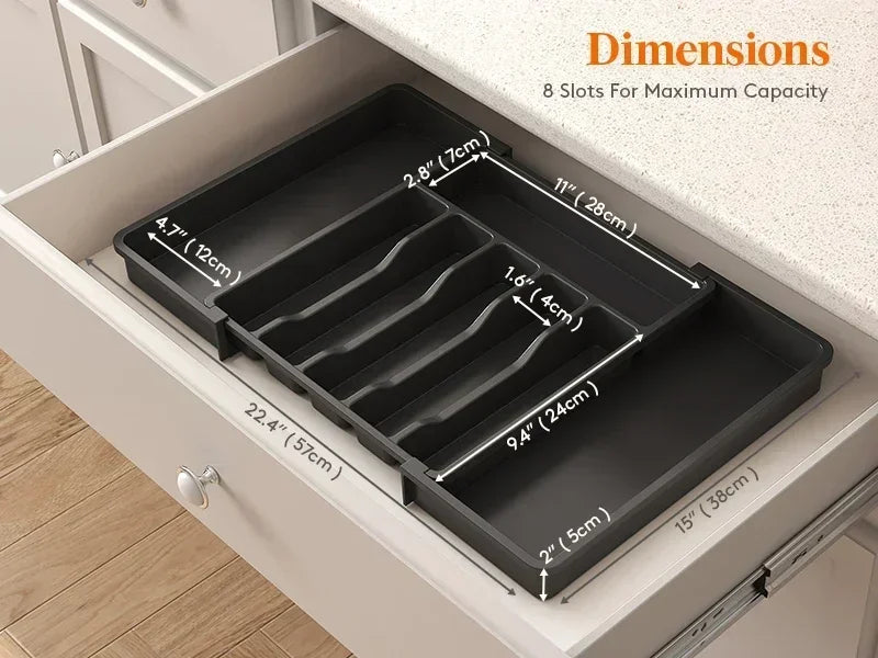 Silverware Organizer Expandable Kitchen Utensil Drawer Organizer Large BPA Free Adjustable Cutlery Silverware Tray