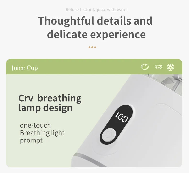 Portable Electric Juicer Small Household Rechargeable With Digital Display Vegetables Fruit Blender Juice Cup For Juicing