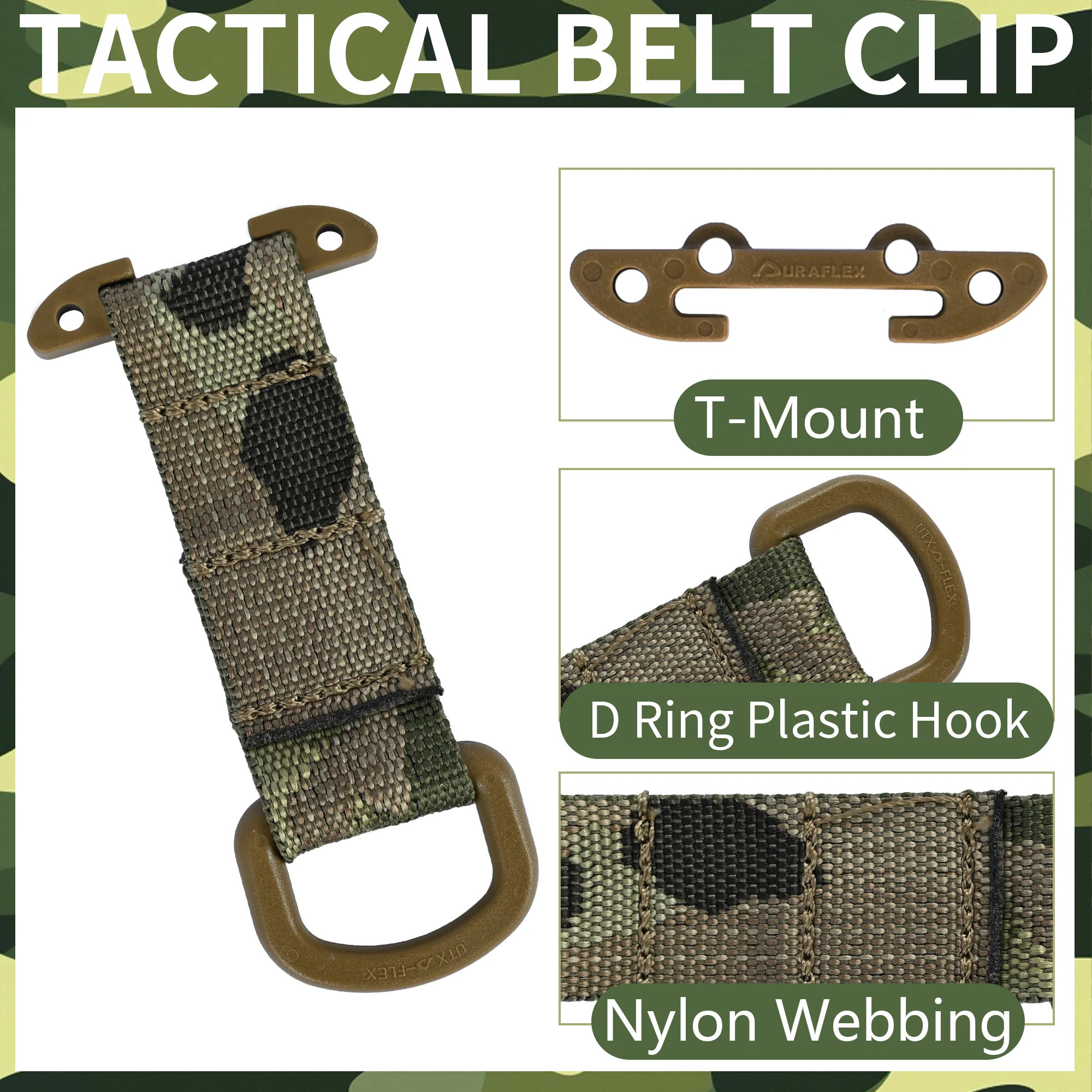 Tactical Gear Molle Clip D Hook,T-Mount Molle Key Holder Plastic Carabiner for Glove Clip Tactical Backpack Belt Accessories