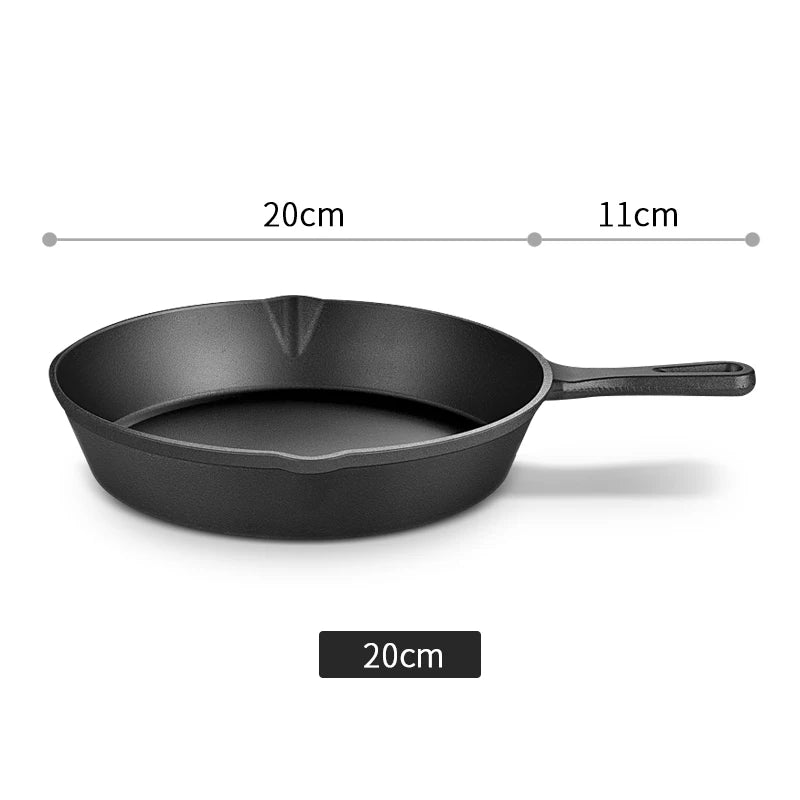 Cast Iron Skillet 14/16/20cm Frying Pan Iron Cookware Omelette Pancake Pot Oven Safe, Camping Cookware for Stove & Grill Use