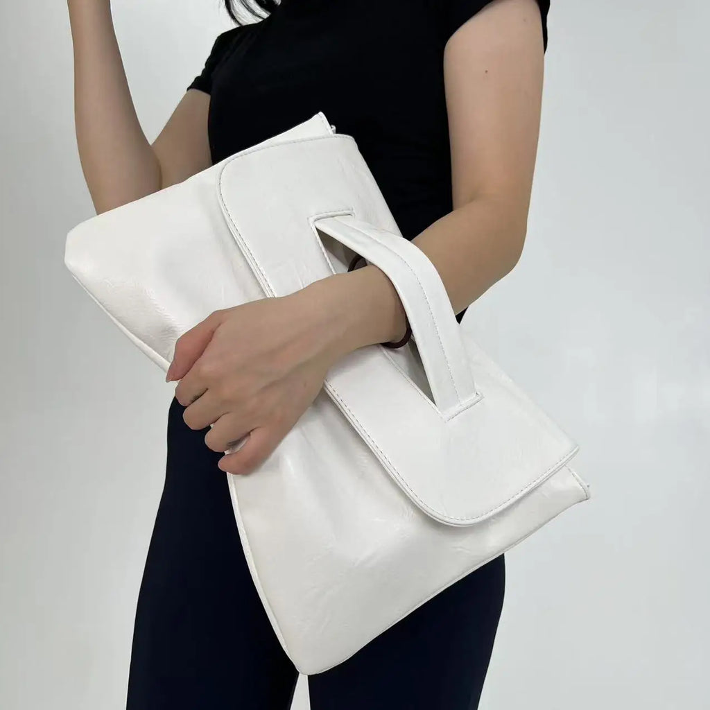Ladies' Fashion Business High Capacity Glove Bag Soft Leather Document Storage Shoulder Bag