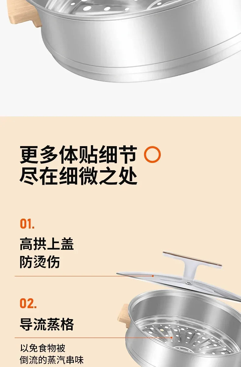 220V Electric Heated Steamer Food Household Multi-functional Three-layer Stainless Steel Large-capacity Vegetable Cooke LAA
