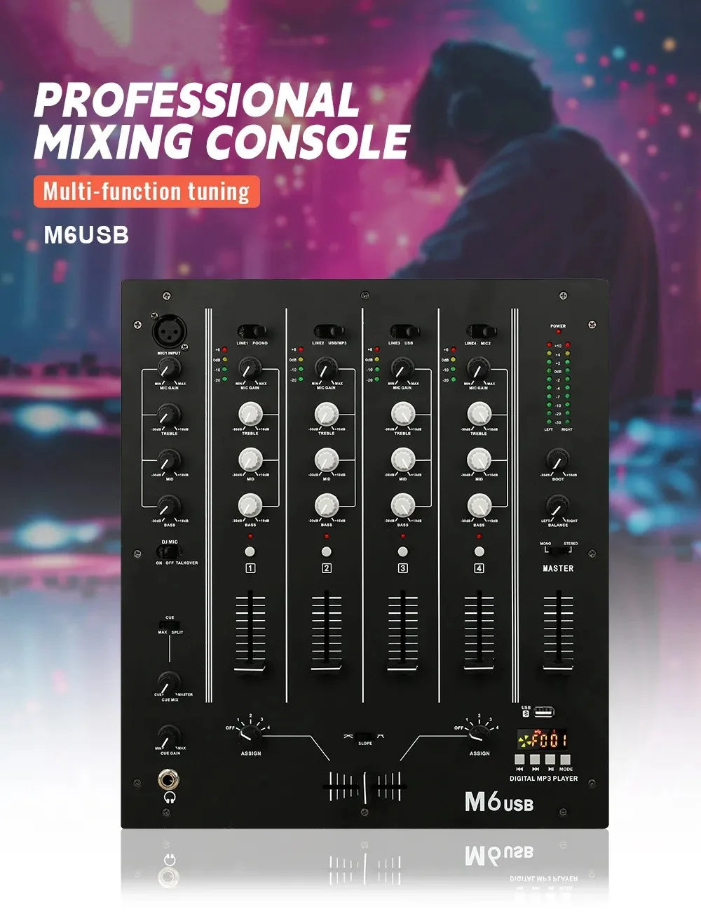 4-channel USB mixer DJ live stage bar KTV DJ mixer mixer live performance scratching