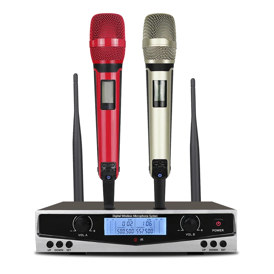 SOMLIMI 500-599MHz UHF SKM9100/SKM9000 Stage Performance Home KTV Professional Dual Wireless Microphone Dynamic Material Metal