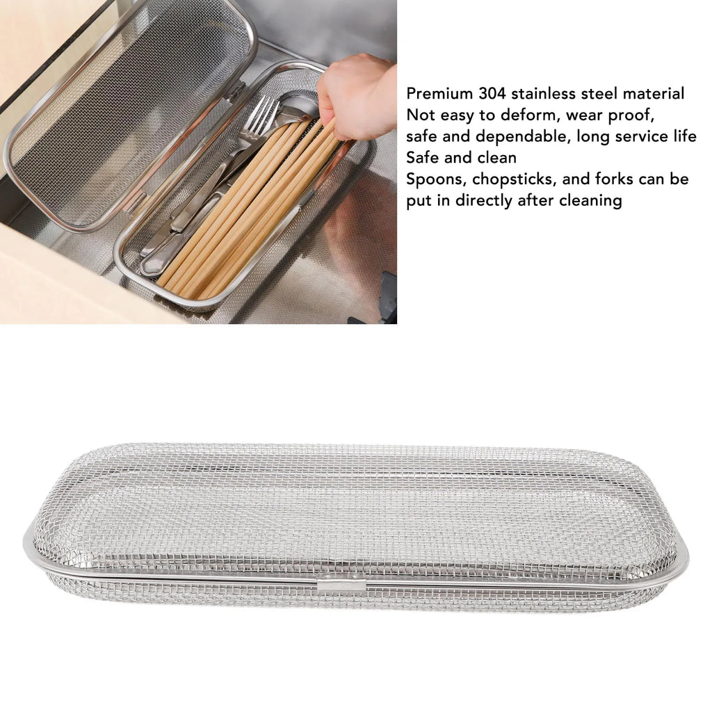 Dishwasher Basket Safe Thorough Cleaning Dishwasher Silverware Holder Mesh Drain Multifunctional Rectangular for Small Items