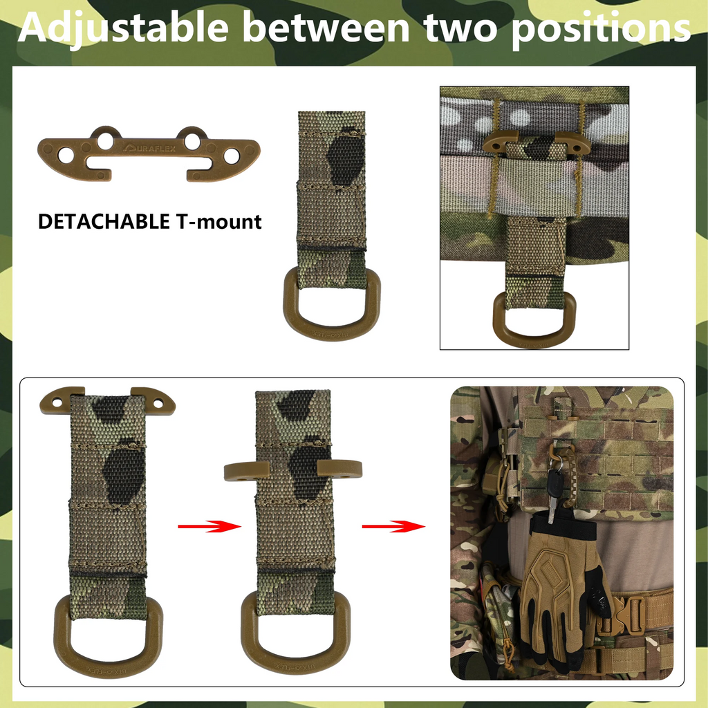 Tactical Gear Molle Clip D Hook,T-Mount Molle Key Holder Plastic Carabiner for Glove Clip Tactical Backpack Belt Accessories