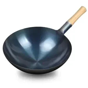 Carbon Steel Wok,12.6" Round Bottom Woks Pan Uncoated Nonstick Pot,Pre-Seasoned Chinese Wok Kitchen Cookware for Gas Cooktops