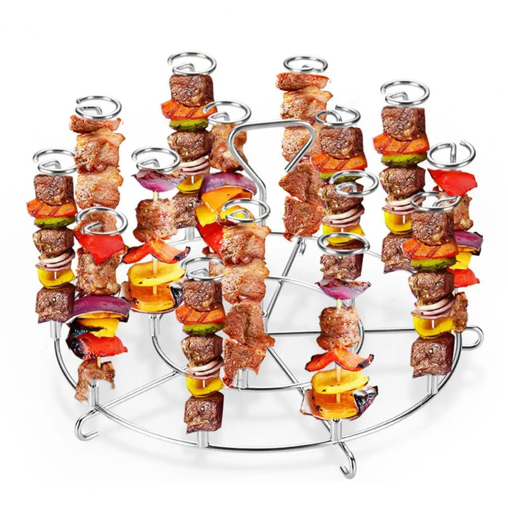 Stainless Steel BBQ Skewers Vertical Air Fryer Rack Air Fryer Grill Set Detachable 15 Baking Skewers Sticks Kitchen Tools