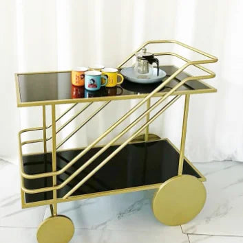 Dining car, iron art small cart, multifunctional, movable tea cart, dessert, food side, wine rack, restaurant side table