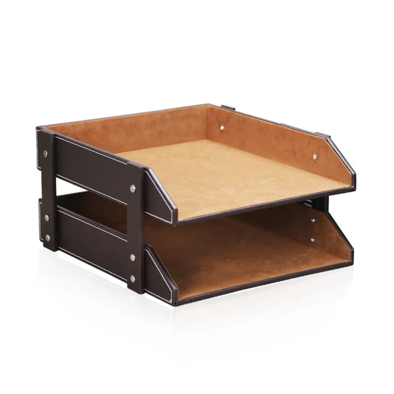 High-End Business Leather Office Supplies Set, Pen Holder, Desktop File Cabinet, Desktop Storage Box