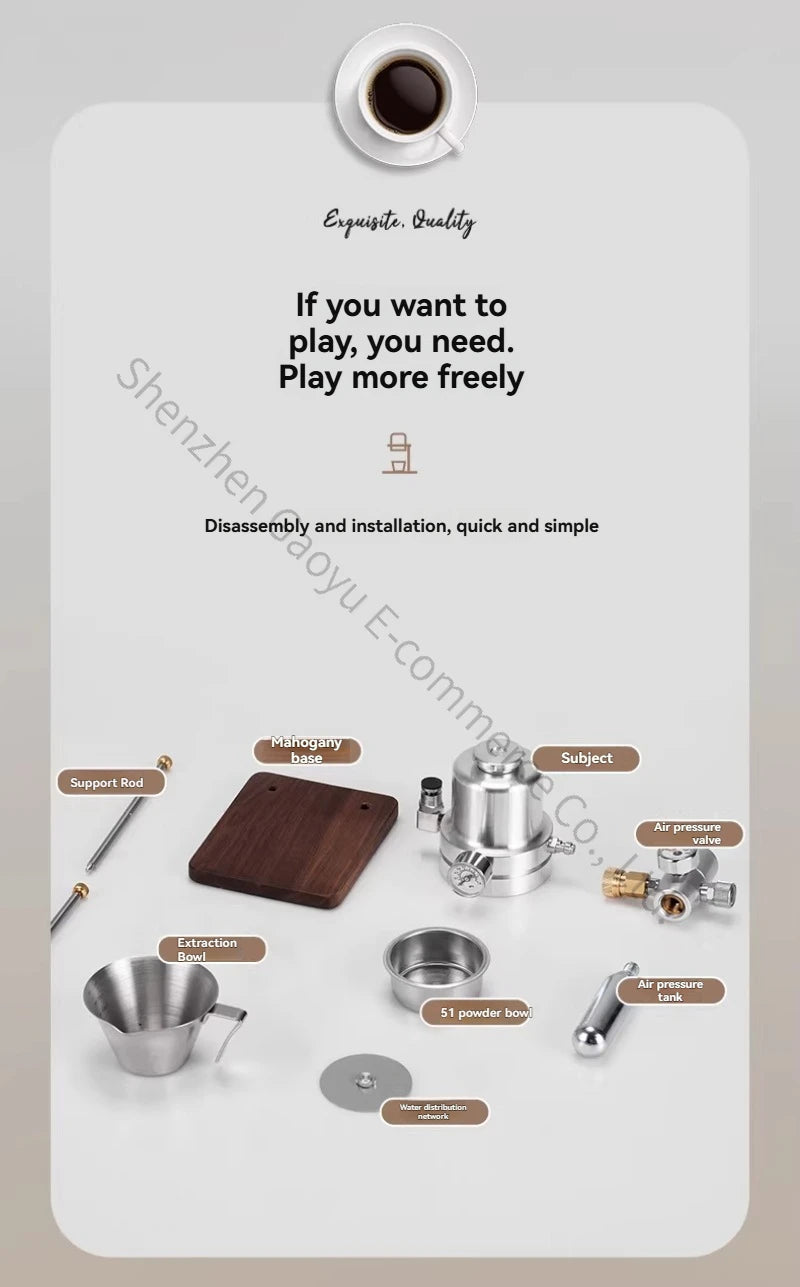 New Portable Manual Espresso Coffee Maker, Mini Air Pump Pneumatic Machine for Camping Office Home, Compact Metal Body