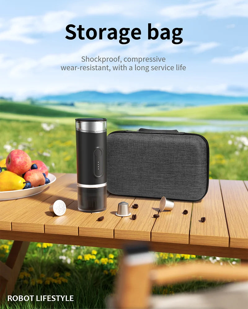 2-In-1 Portable Coffee Maker Fit Capsule Coffee Powder 1800mAh Battery for Outdoor Camping Travel Hotel Office