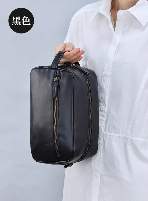 Men Business Travel Wash Toiletry Bag Waterproof PU Leather Bathroom Shaving Tools Organizer Bag Makeup Pouch Women Cosmetic Bag