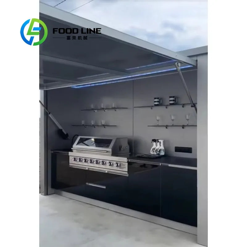 Custom Stainless Steel Barbecue Storage Cabinet for Outdoor Kitchen Garden Wind and Rainproof  Kitchencamping Kitchen Storage