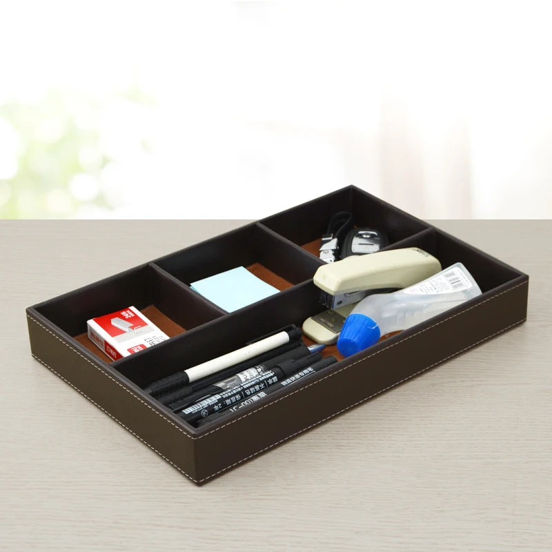 High-End Business Leather Office Supplies Set, Pen Holder, Desktop File Cabinet, Desktop Storage Box