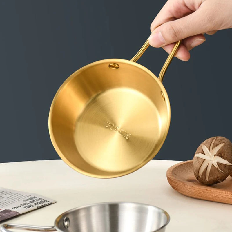 Round Rice Wine Bowl with Handle Stainless Steel Household Food Sauce Bowls Cups Tableware Dinnerware Kitchen Utensils